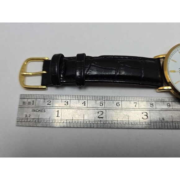 Mens Q & Q By Citizen Quartz Gold Tone Dress Watch White BlackNew Battery 30M WR - Picture 9 of 12